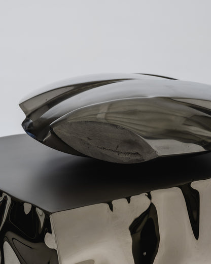 SCULPTURAL ALUMINUM VASE, 1970s