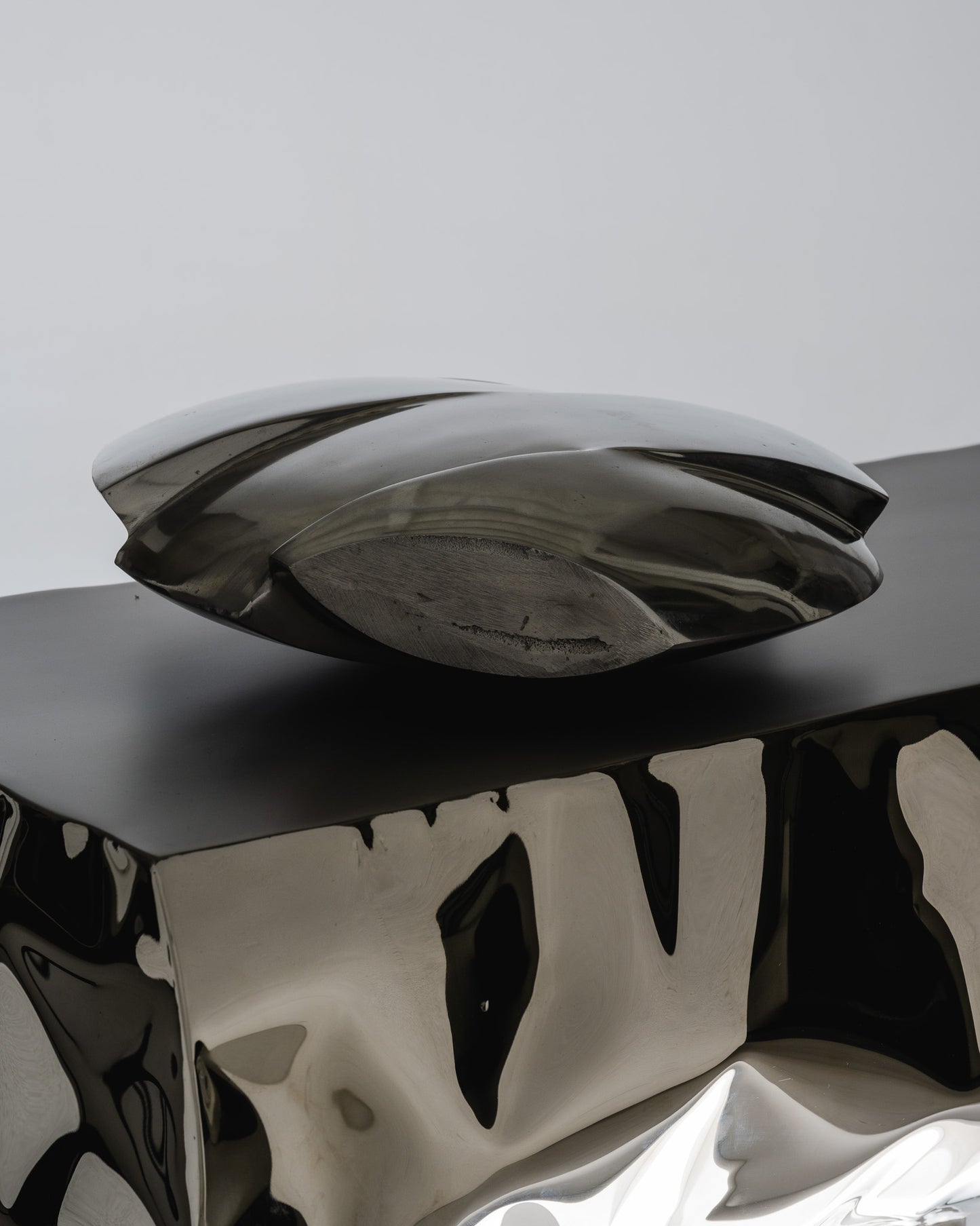 SCULPTURAL ALUMINUM VASE, 1970s