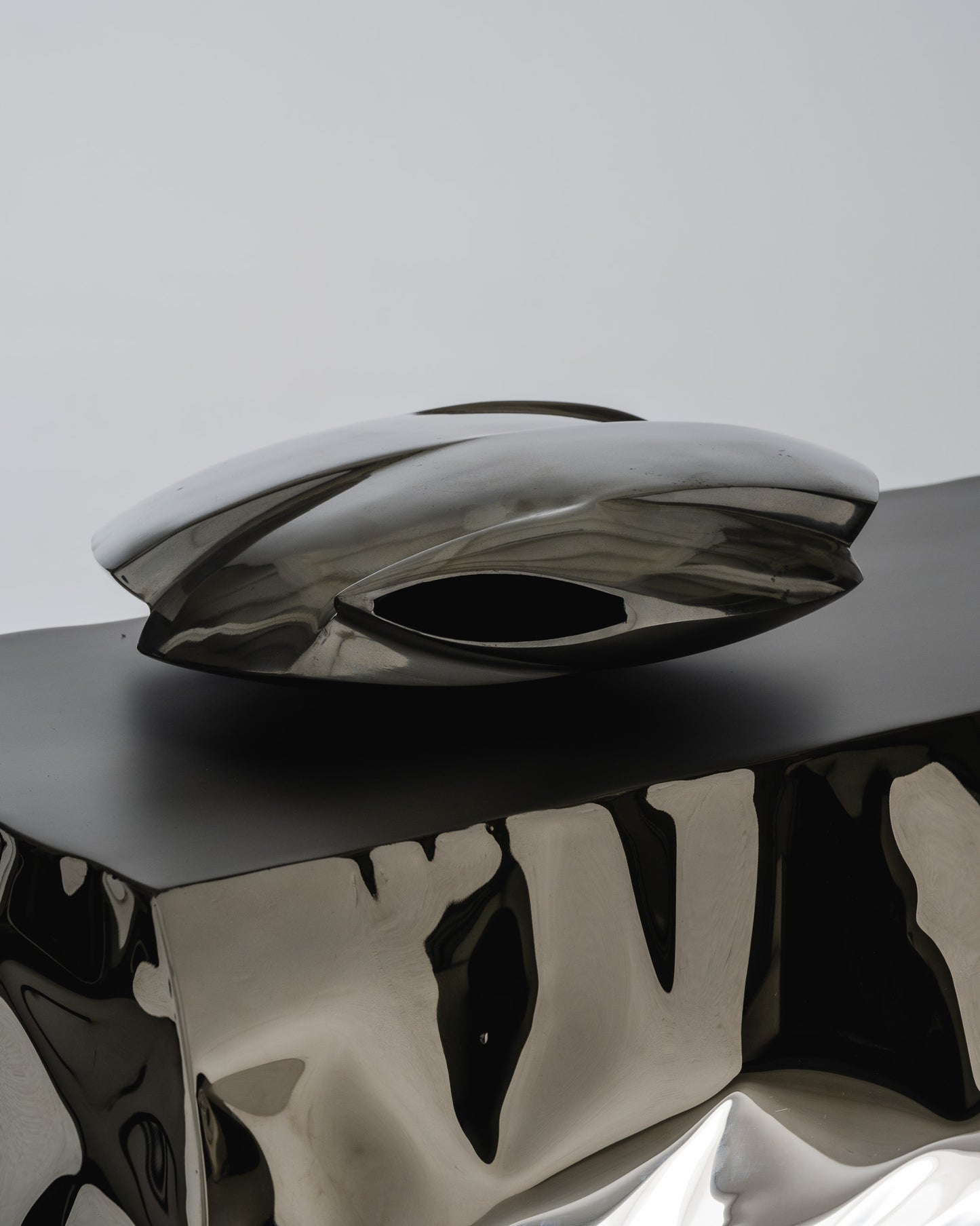 SCULPTURAL ALUMINUM VASE, 1970s