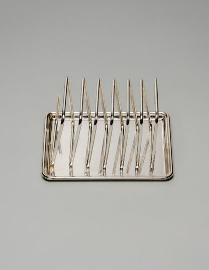 PORTE-TOASTS EN MÉTAL ARGENTÉ, 1950s
