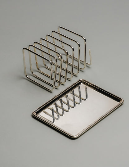 PORTE-TOASTS EN MÉTAL ARGENTÉ, 1950s