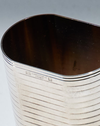 SILVER-PLATED METAL PENCIL HOLDER, CHRISTOFLE, 1970s