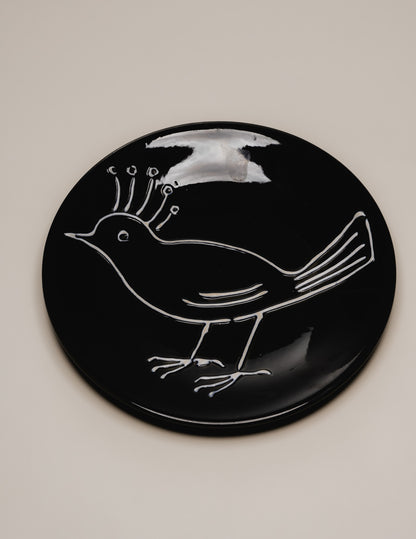 Ceramic plate with bird decoration, Robert Picault, 1950s