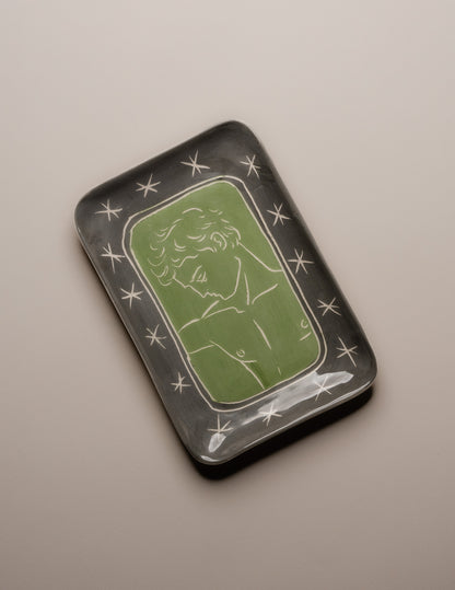 GREEN CERAMIC POCKET TRAY