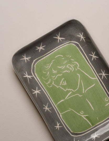 GREEN CERAMIC POCKET TRAY