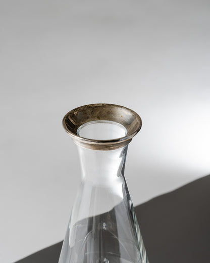 MODERN GLASS AND SILVER-PLATED METAL DECANTER, 2000s