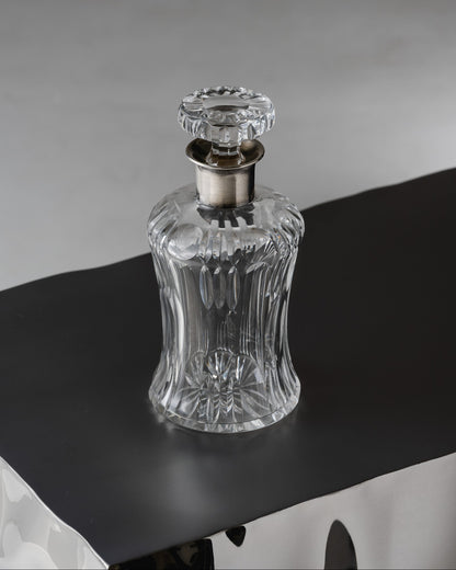 CARAFE À WHISKY EN CRISTAL ET MÉTAL ARGENTÉ, 1950s