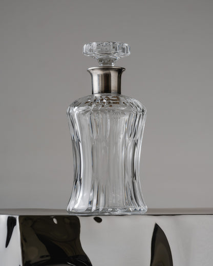 CARAFE À WHISKY EN CRISTAL ET MÉTAL ARGENTÉ, 1950s