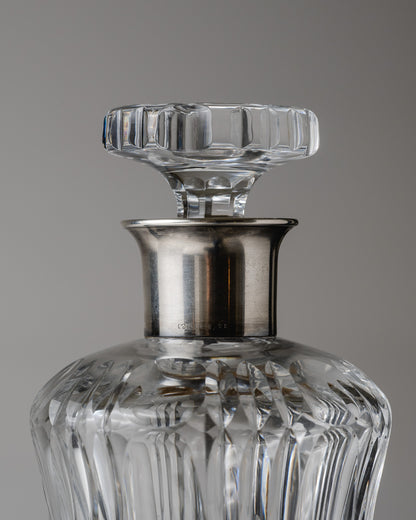 CARAFE À WHISKY EN CRISTAL ET MÉTAL ARGENTÉ, 1950s