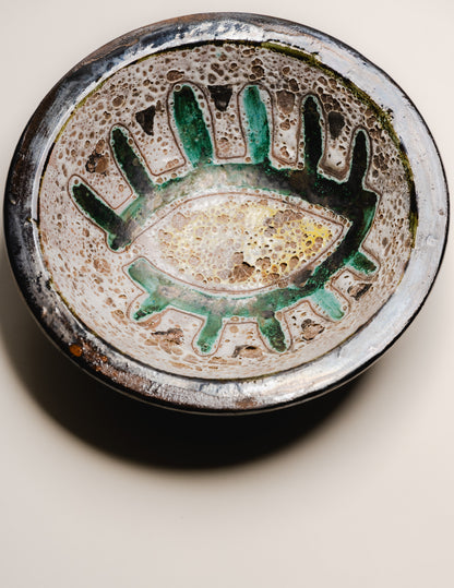 GLAZED CERAMIC EYE PLATE, 1950s