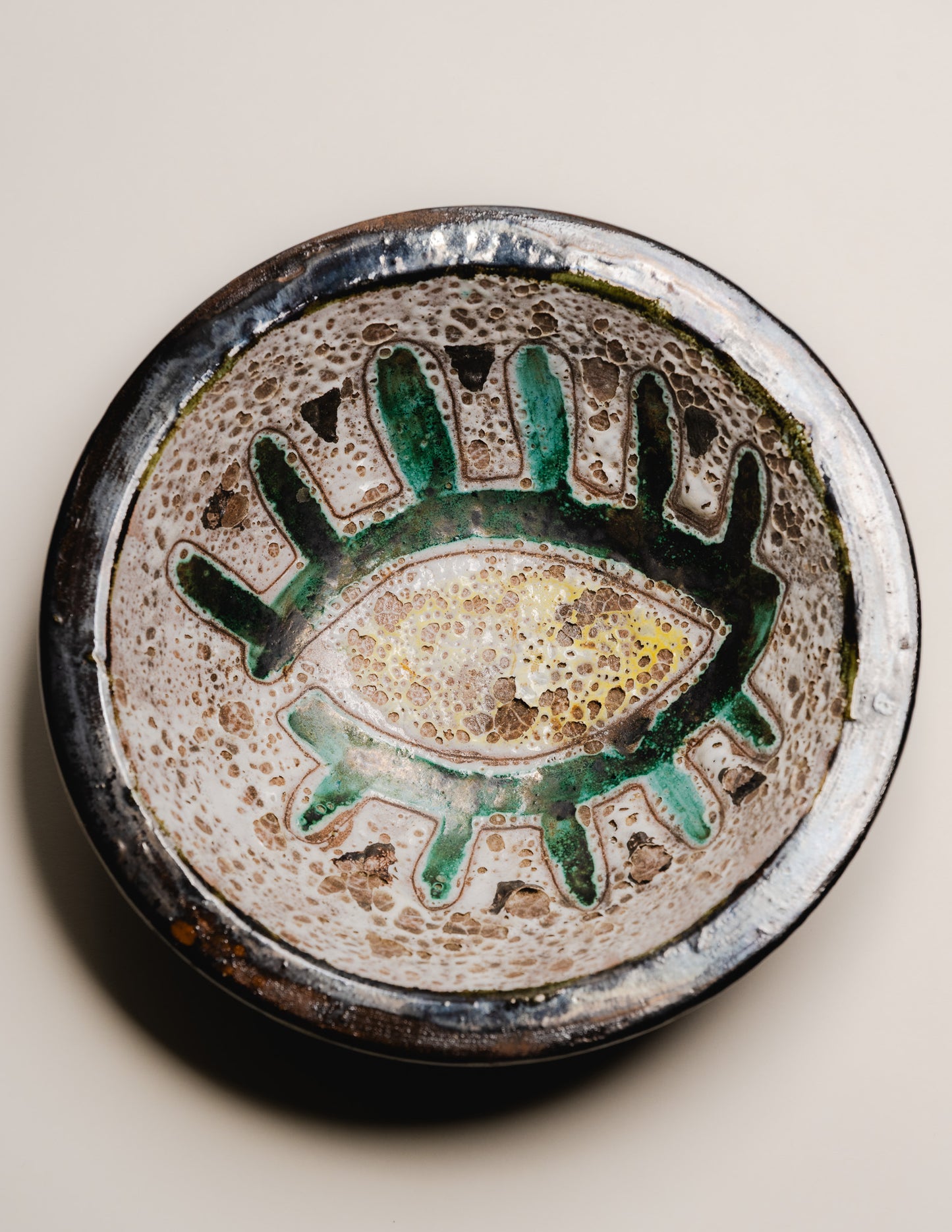 GLAZED CERAMIC EYE PLATE, 1950s