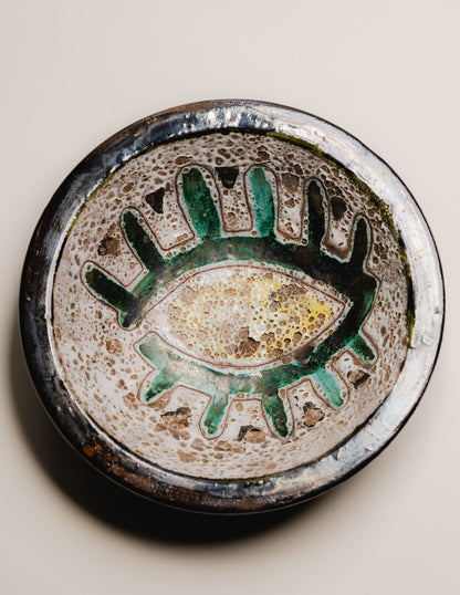 GLAZED CERAMIC EYE PLATE, 1950s