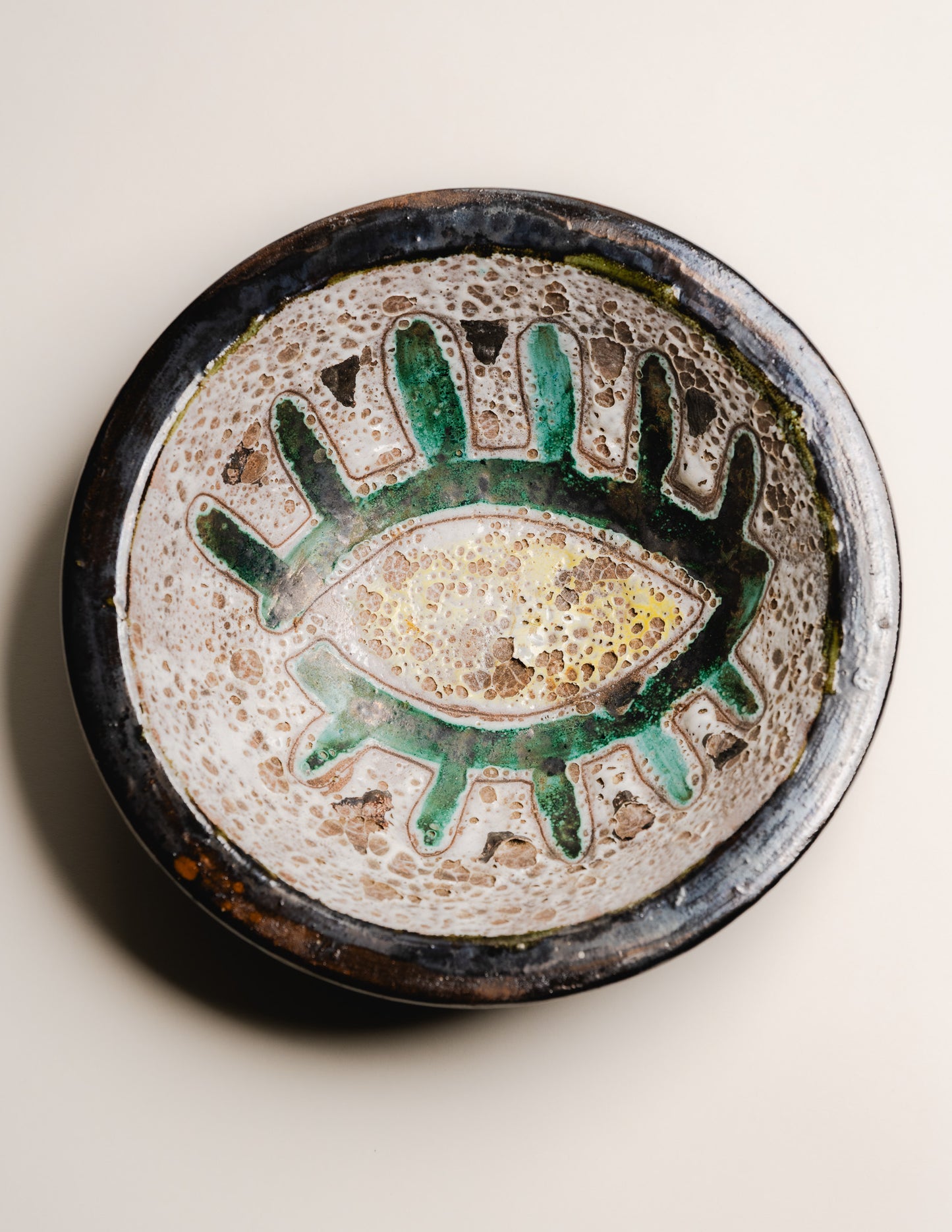 GLAZED CERAMIC EYE PLATE, 1950s