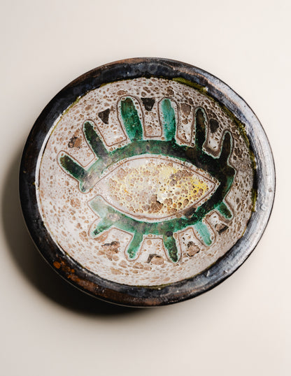 GLAZED CERAMIC EYE PLATE, 1950s