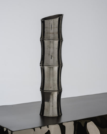 GRAND VASE BAMBOU EN MÉTAL, 1970s