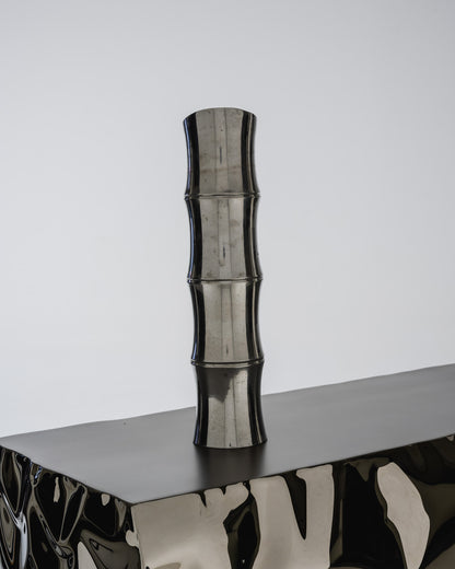 GRAND VASE BAMBOU EN MÉTAL, 1970s
