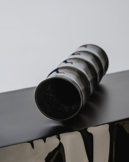 GRAND VASE BAMBOU EN MÉTAL, 1970s