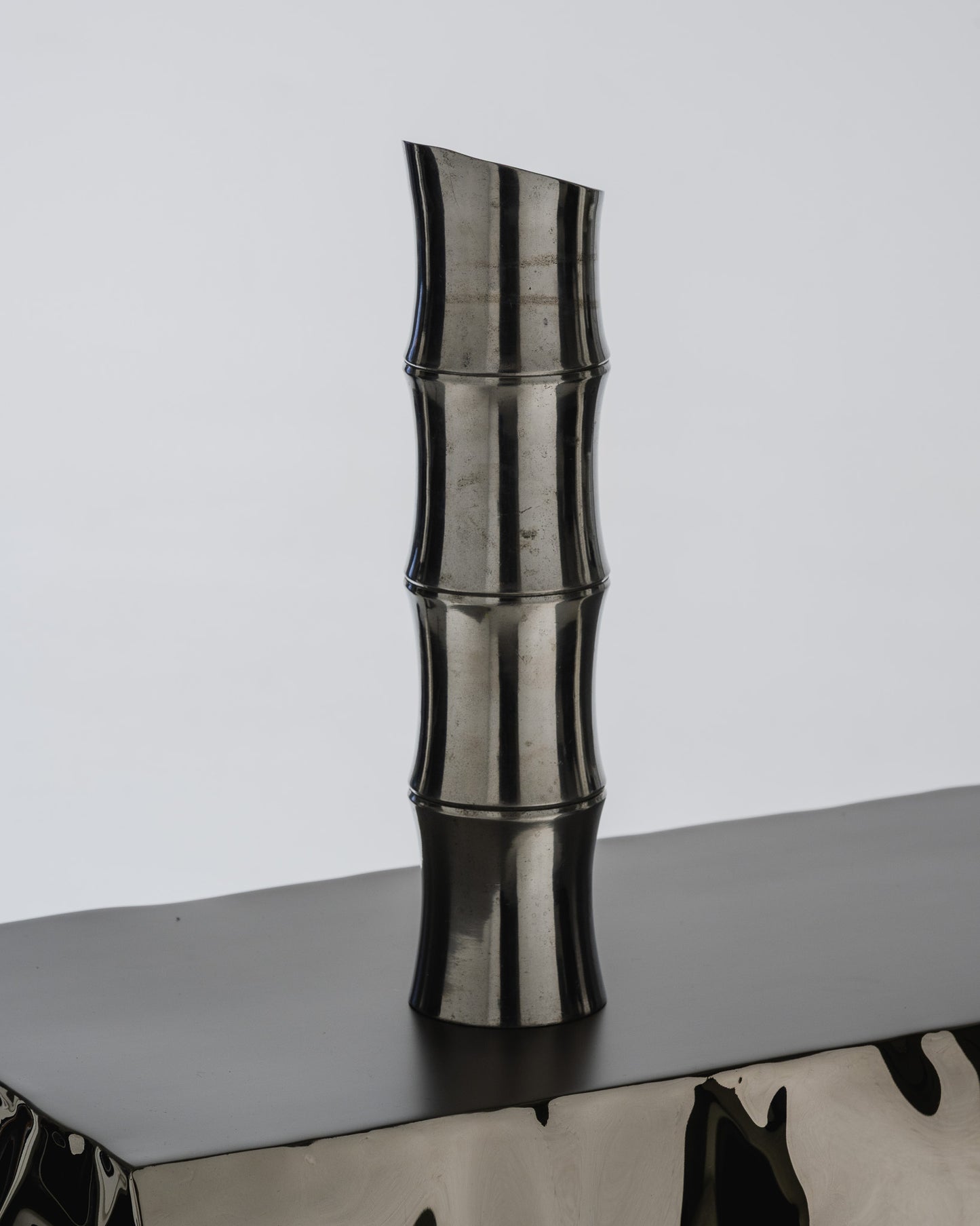 LARGE METAL BAMBOO VASE, 1970s