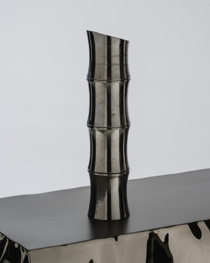 LARGE METAL BAMBOO VASE, 1970s