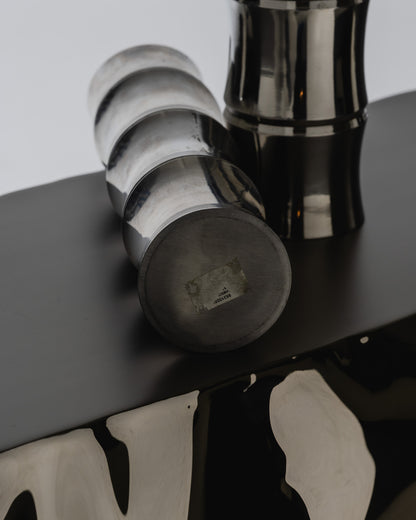 LARGE METAL BAMBOO VASE, 1970s