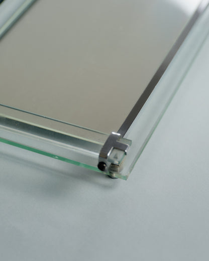 PLATEAU EN VERRE MIROIR ET MÉTAL CHROMÉ, ART DÉCO, 1930s