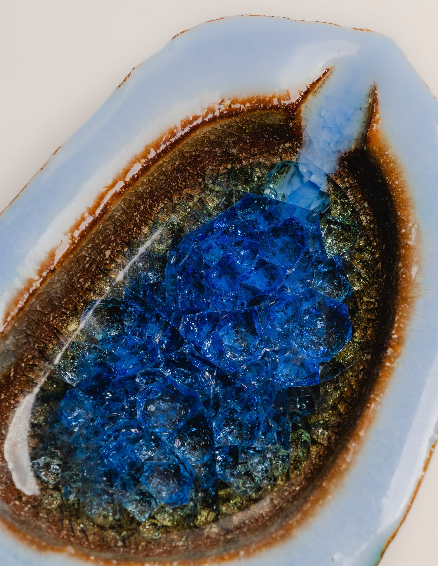 CENDRIER EN CÉRAMIQUE ET VERRE FONDU, 1970s