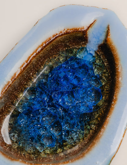 CENDRIER EN CÉRAMIQUE ET VERRE FONDU, 1970s