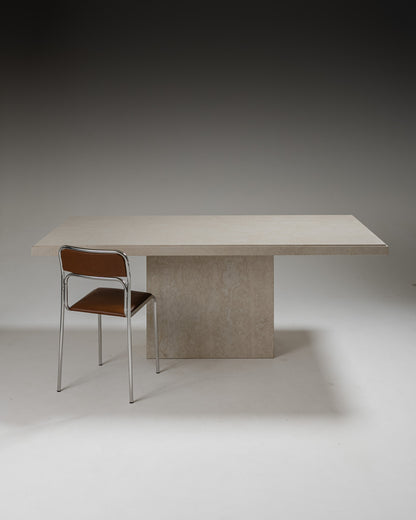 LARGE TRAVERTINE TABLE, 1980s
