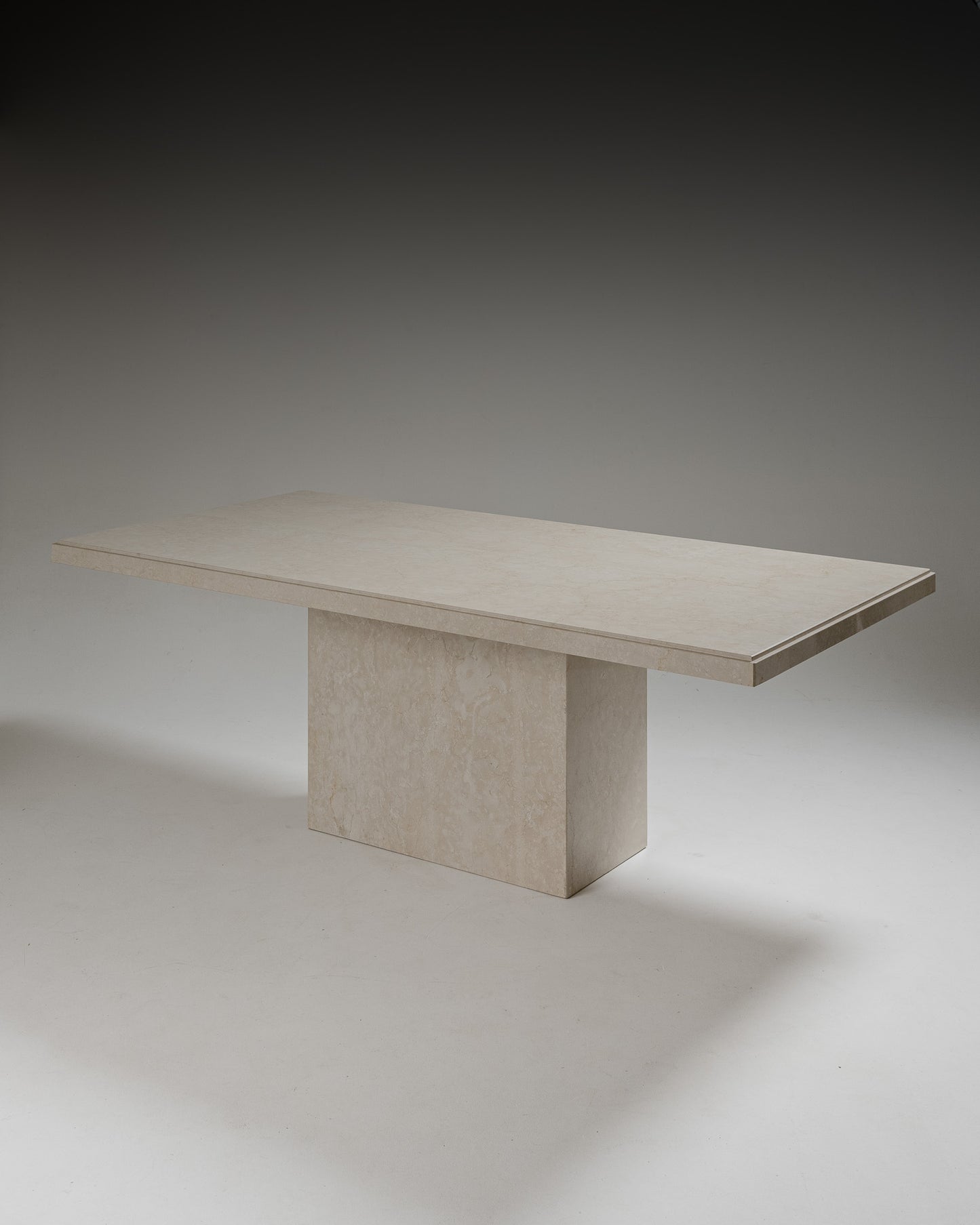 LARGE TRAVERTINE TABLE, 1980s