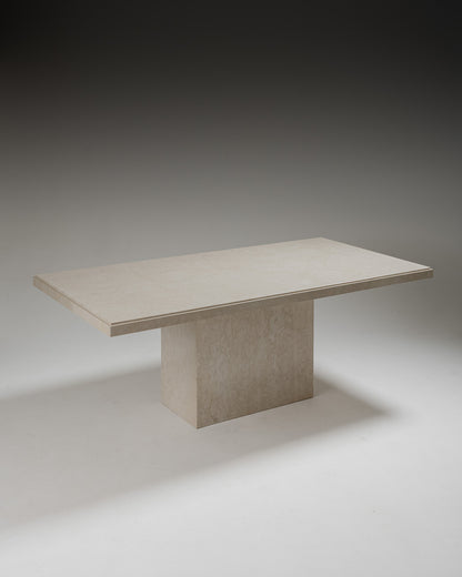 LARGE TRAVERTINE TABLE, 1980s