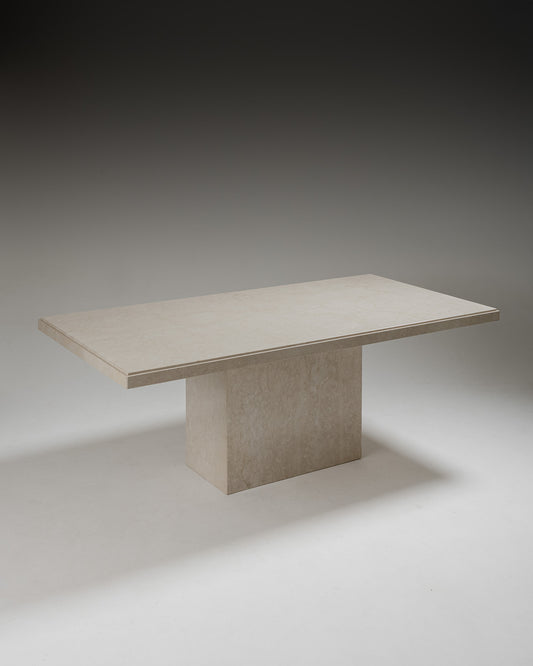 LARGE TRAVERTINE TABLE, 1980s