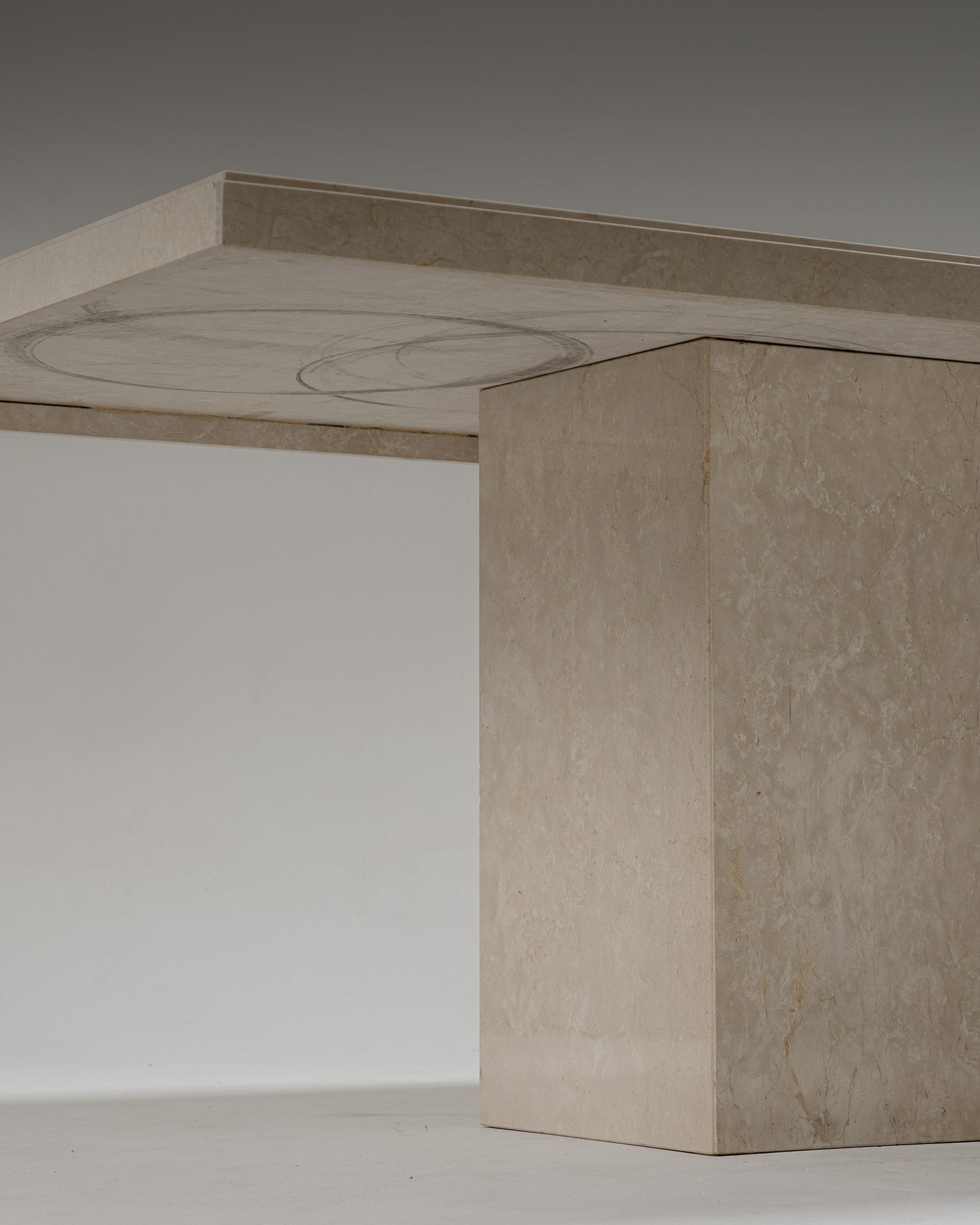 LARGE TRAVERTINE TABLE, 1980s