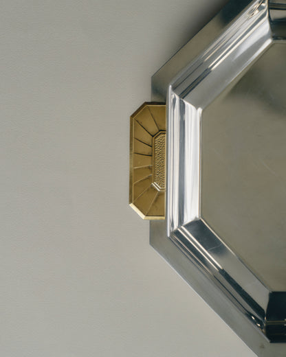 OCTAGONAL SILVER-PLATED PLATE, JEAN COUZON, 1970s