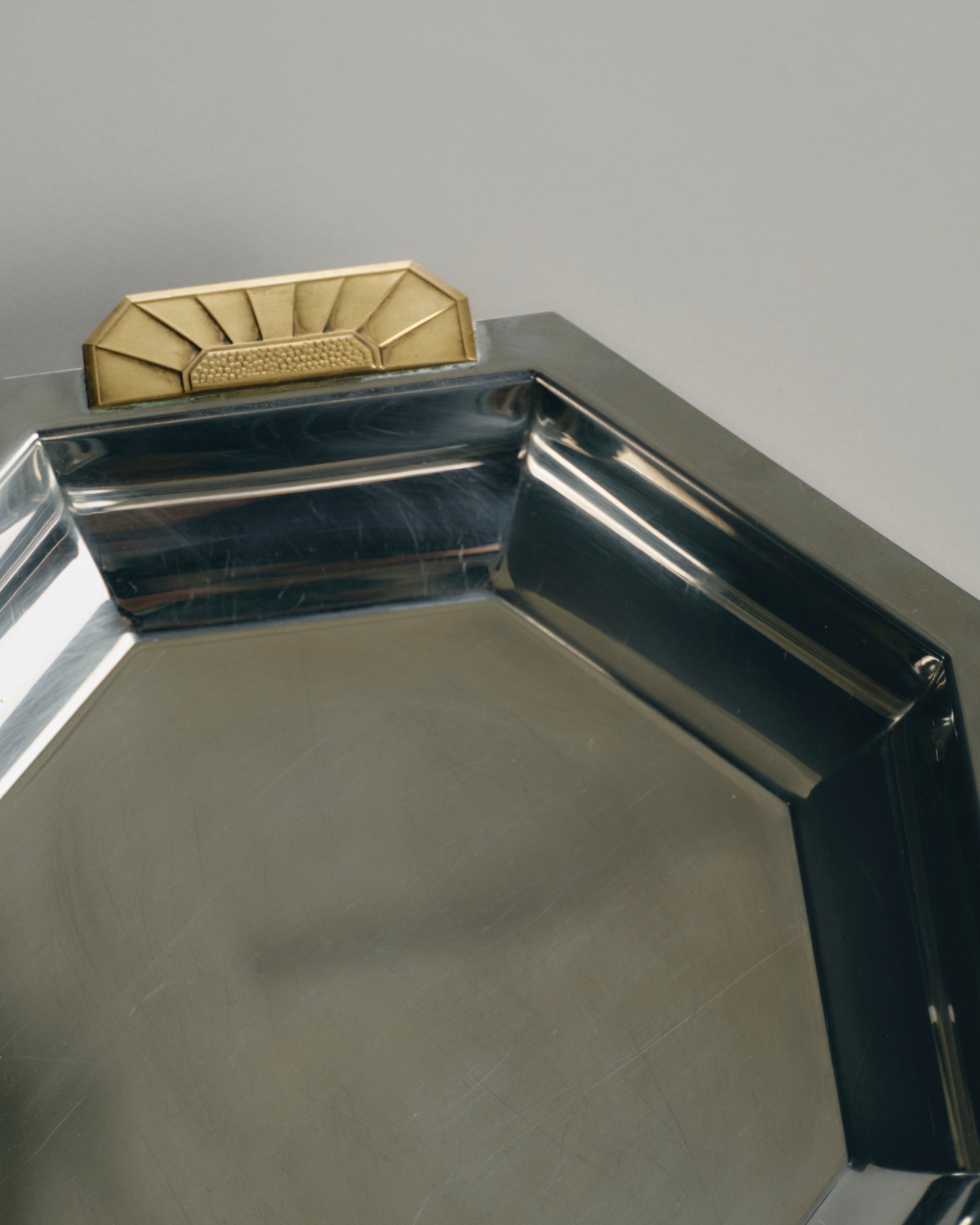 OCTAGONAL SILVER-PLATED PLATE, JEAN COUZON, 1970s