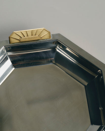 OCTAGONAL SILVER-PLATED PLATE, JEAN COUZON, 1970s