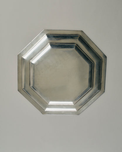 OCTAGONAL SILVER-PLATED PLATE, 1950s
