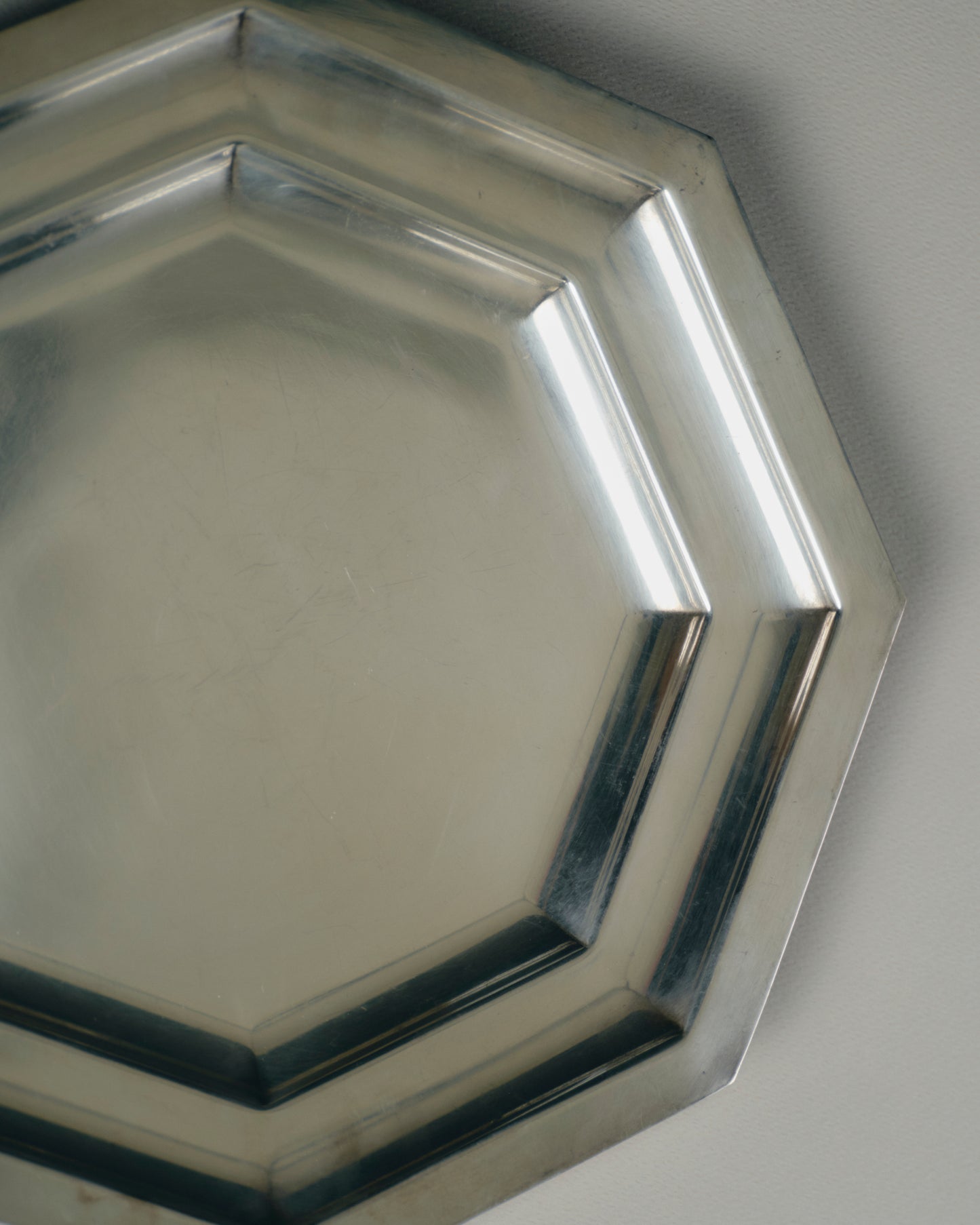 OCTAGONAL SILVER-PLATED PLATE, 1950s