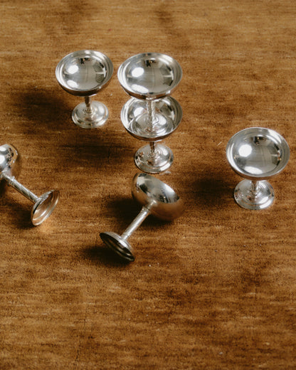 SET OF 6 METAL CHAMPAGNE GLASSES, 1960s