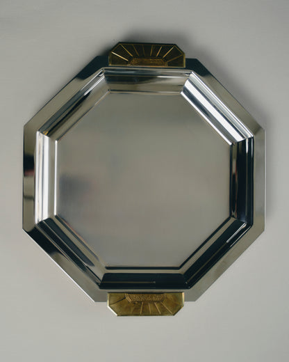 OCTAGONAL SILVER-PLATED PLATE, JEAN COUZON, 1970s