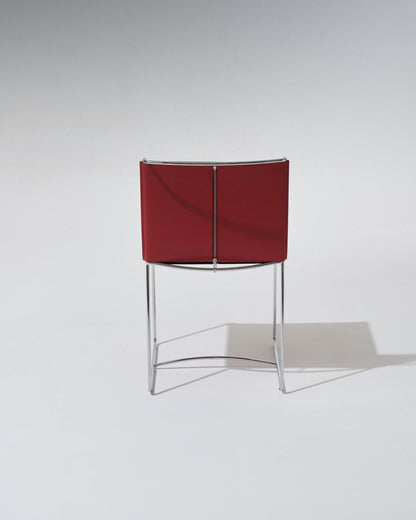 SET OF 4 RED LEATHER WIRE CHAIRS, PASCAL MOURGUE, 2000s
