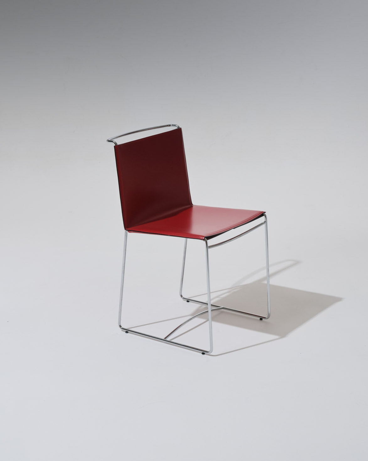 SET OF 4 RED LEATHER WIRE CHAIRS, PASCAL MOURGUE, 2000s