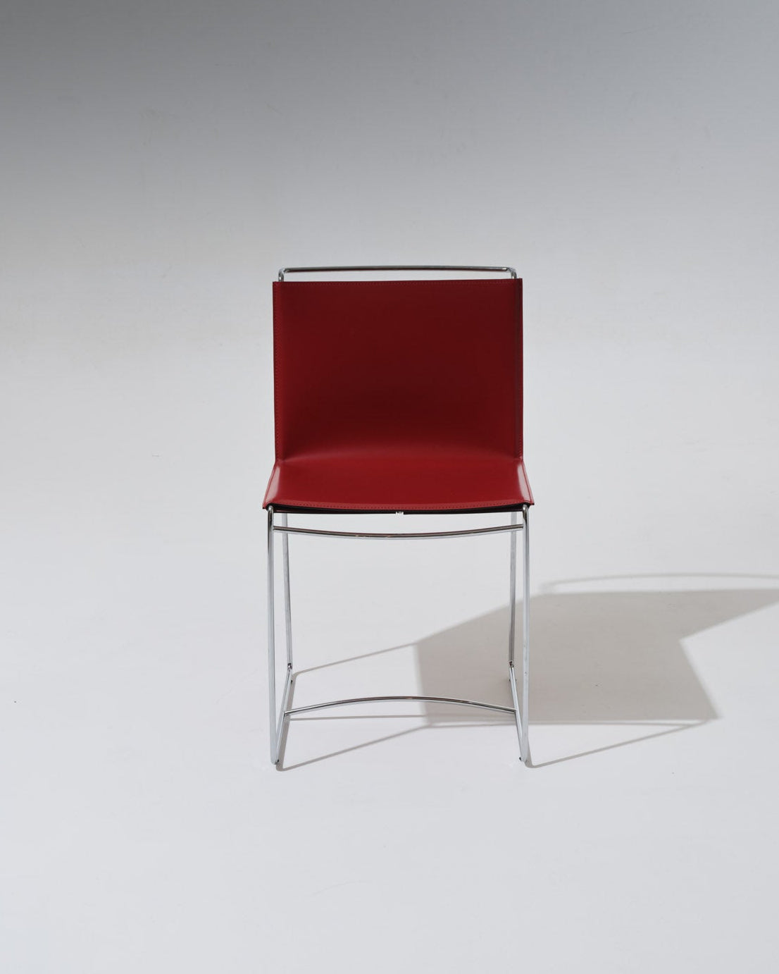 SET OF 4 RED LEATHER WIRE CHAIRS, PASCAL MOURGUE, 2000s