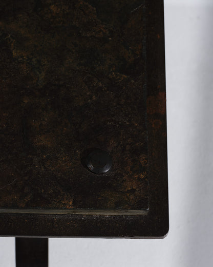 WROUGHT IRON AND SLATE COFFEE TABLE, 1950s