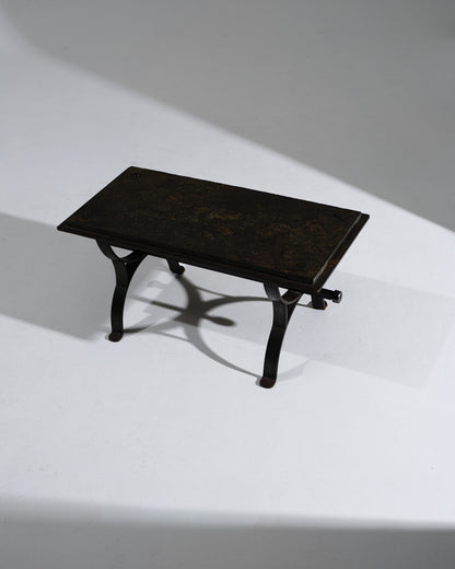 WROUGHT IRON AND SLATE COFFEE TABLE, 1950s