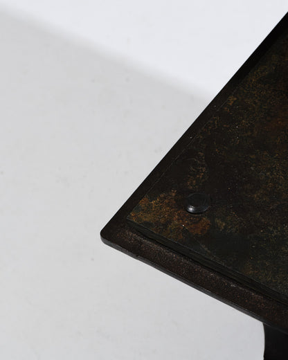 WROUGHT IRON AND SLATE COFFEE TABLE, 1950s
