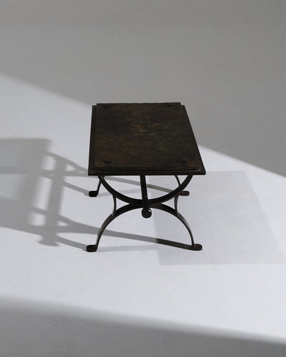 WROUGHT IRON AND SLATE COFFEE TABLE, 1950s