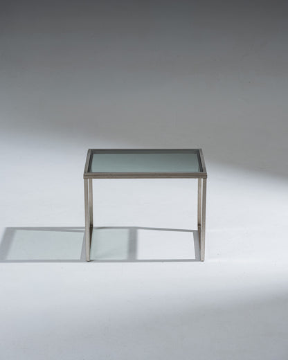 TABLE D'APPOINT EN ACIER ET VERRE