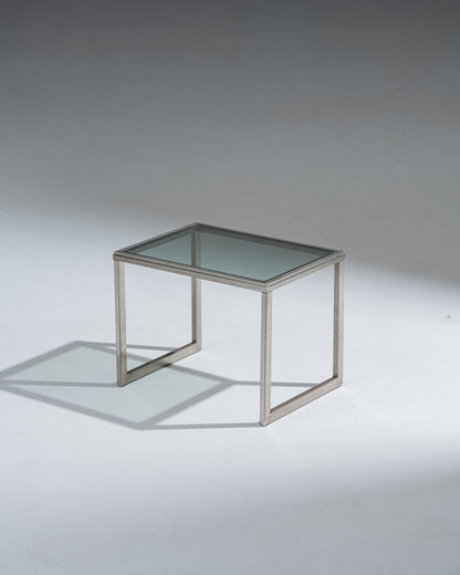 TABLE D'APPOINT EN ACIER ET VERRE