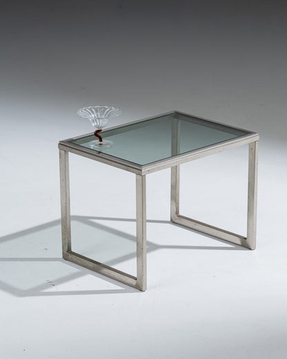 TABLE D'APPOINT EN ACIER ET VERRE