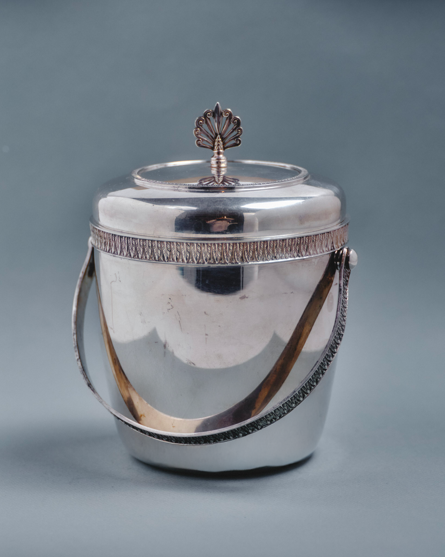 Silver-plated metal ice bucket, 1950s